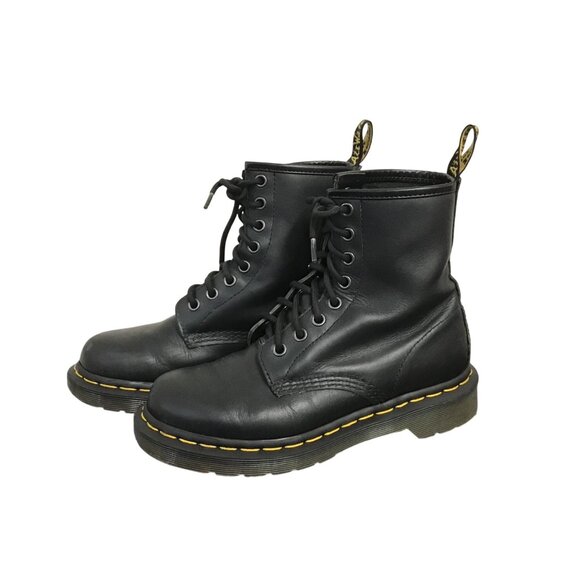 Doc Dr Martens 11821 Black Leather 8 Eye Lace Up Combat Boot Women Size 5 - Picture 1 of 11